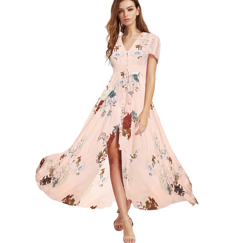 Floral button down dress XS